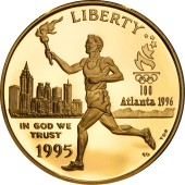 Золотая монета Олимпиада в Атланте 5 долларов 1995 США