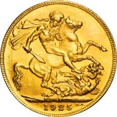 Золотая монета Соверен Георга V 1 Английский Фунт 1925 Великобритания