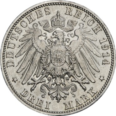 Срібна монета Вільгельм II Вюртемберг 3 марки 1908-1914 Німецька імперія