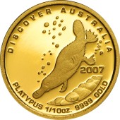 Золотая монета 1/10oz Утконос 15 долларов 2007 Австралия