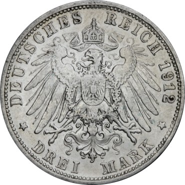 Срібна монета Вільгельм II Вюртемберг 3 марки 1908-1914 Німецька імперія