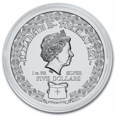 Срібна монета 1oz Тілець 5 доларів 2021 Токелау