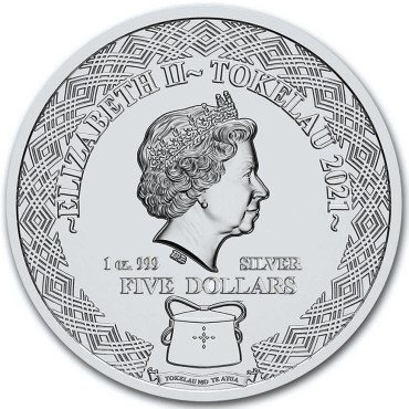 Серебряная монета 1oz Овен 5 долларов 2021 Токелау