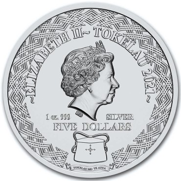 Серебряная монета 1oz Дева 5 долларов 2021 Токелау