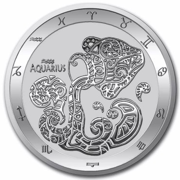 Срібна монета 1oz Водолій 5 доларів 2022 Токелау