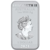 Серебряная монета 1oz Прямоугольный Дракон 1 доллар 2021 Австралия