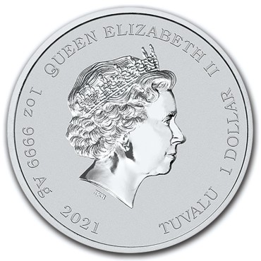 Серебряная монета 1oz Джеймс Бонд 1 доллар 2021 Тувалу