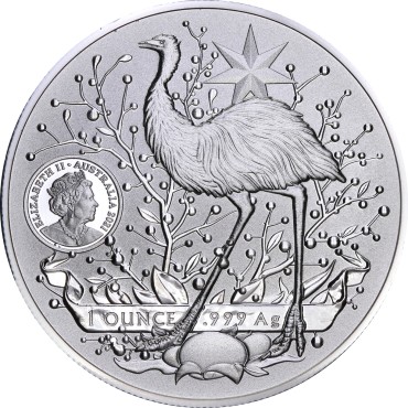 Серебряная монета 1oz Герб Австралии 1 доллар 2021 Австралия