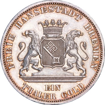 Срібна монета "Перемога над Францією" 1 Переможний Талер 1871 Бремен