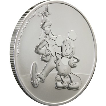 Срібна монета 1oz Дісней Міккі Маус та Гуффі 2 долара 2021 Ніуе