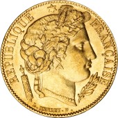 Золотая монета 20 франков 1851 Франция
