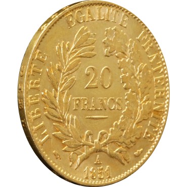 Золота монета 20 франків 1851 Франція