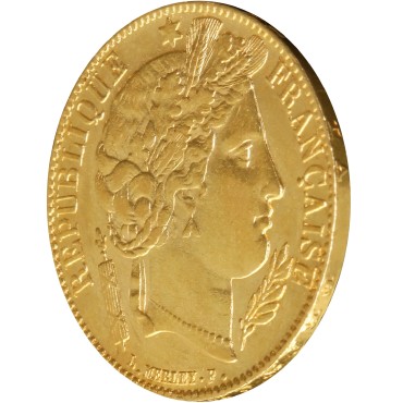 Золота монета 20 франків 1851 Франція