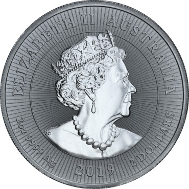 Срібна монета 2oz Крокодил П'єдфорт 2 долара 2019 Австралія