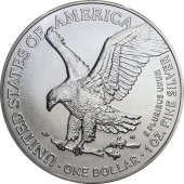 Серебряная монета 1oz Американский Орел 1 доллар 2021 США (Тип 2)
