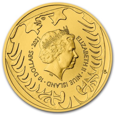Золотая монета 1/4oz Чешский Лев 10 долларов 2021 Ниуэ