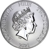Серебряная монета 1oz Пираты Карибского Моря: Черная Жемчужина 2 доллара 2021 Ниуэ