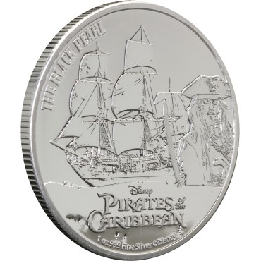 Серебряная монета 1oz Пираты Карибского Моря: Черная Жемчужина 2 доллара 2021 Ниуэ