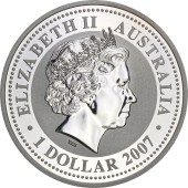 Срібна монета 1oz Рік Тигра 1 долар 2007 Австралія
