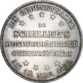 Срібна монета "100 Років З Дня Народження Фрідріха Шиллера" Франкфурт 1 талер 1859 Німеччина