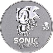 Серебряная монета 1oz Ежик Соник 30 Лет 2 доллара 2021 Ниуэ