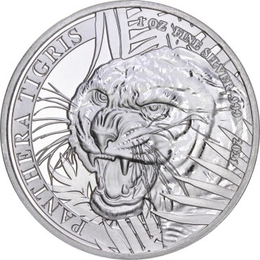 Срібна монета 1oz Тигр Panthera Tigris 500 кіп 2021 Лаос