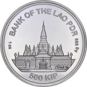 Серебряная монета 1oz Тигр Panthera Tigris 500 кип 2021 Лаос