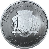 Серебряная монета 1oz Сильвербэк Горилла 5000 франков КФА 2019 Конго