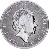 Серебряная монета 2oz Коллектор "Звери Королевы" 5 фунтов 2021 Великобритания