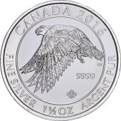 Серебряная монета 1,5oz Белый Сокол 8 долларов 2016 Канада