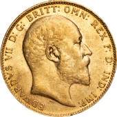Золотая монета Соверен Эдуарда VII 1 Английский Фунт 1907 Великобритания