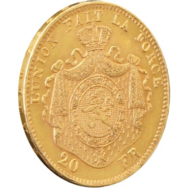 Золотая монета 20 франков 1875 Бельгия