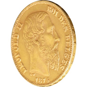 Золотая монета 20 франков 1875 Бельгия