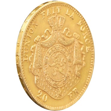 Золотая монета 20 франков 1875 Бельгия