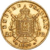 Золотая монета Наполеон III 20 франков 1869 Франция