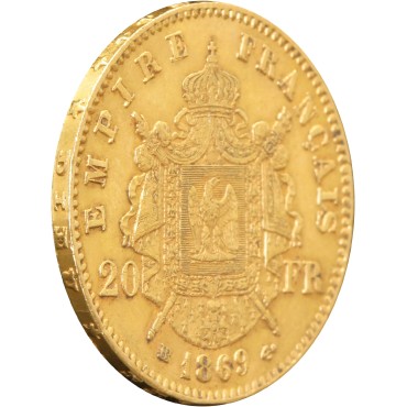 Золота монета Наполеон III 20 франків 1869 Франція