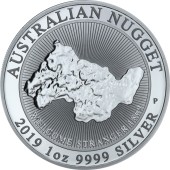 Серебряная монета 1oz Австралийский Самородок 1 доллар 2019 Австралия