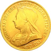 Золотая монета 1/2 Соверена "Полсоверена" 1893 Великобритания