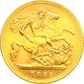 Золотая монета 1/2 Соверена "Полсоверена" 1893 Великобритания