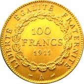 Золотая монета 100 франков 1911 Франция
