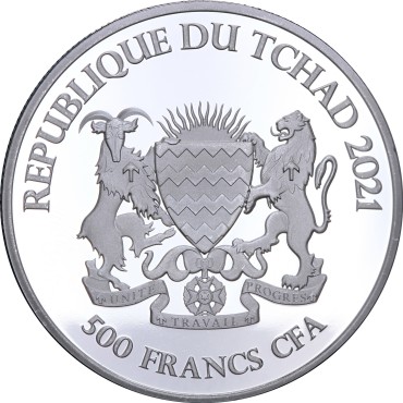 Серебряная монета 1oz Кролик серия "Кельтские животные" 500 франков КФА 2021 Чад