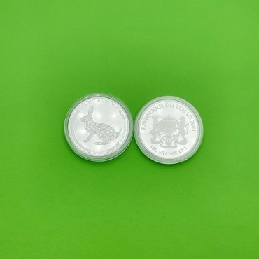 Серебряная монета 1oz Кролик серия "Кельтские животные" 500 франков КФА 2021 Чад