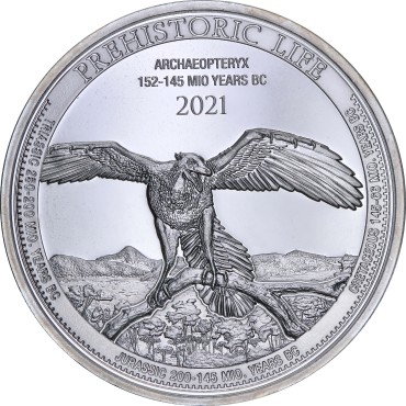 Срібна монета 1oz Археоптерікс 20 франків 2021 Конго