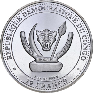 Срібна монета 1oz Археоптерікс 20 франків 2021 Конго