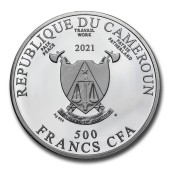 Серебряная монета Климт "Бетховенский фриз" 500 франков КФА 2021 Камерун (цветная)