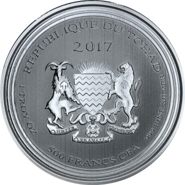 Срібна монета 1oz Палестинський Жовтий Скорпіон 500 франків КФА 2017 Чад