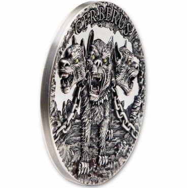 Серебряная монета 2oz Цербер 2000 франков КФА 2021 Камерун