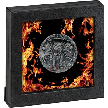 Серебряная монета 2oz Цербер 2000 франков КФА 2021 Камерун