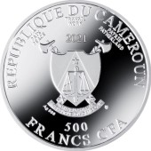 Серебряная монета Руки в молитве 500 франков КФА 2021 Камерун (цветная)