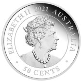 Серебряная монета 1/2oz Малыш тасманийского дьявола 50 центов 2021 Австралия (цветная)